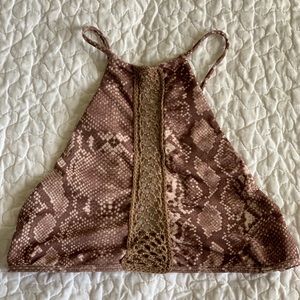 Acacia Snakeskin Mesh Top